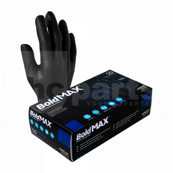 Gloves, Bold MAX Black Nitrile 6mm (Box 50), X-Large, Powder Free - ST1236
